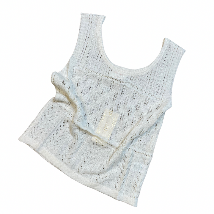 Mila Pointelle Sweater Tank - Off White