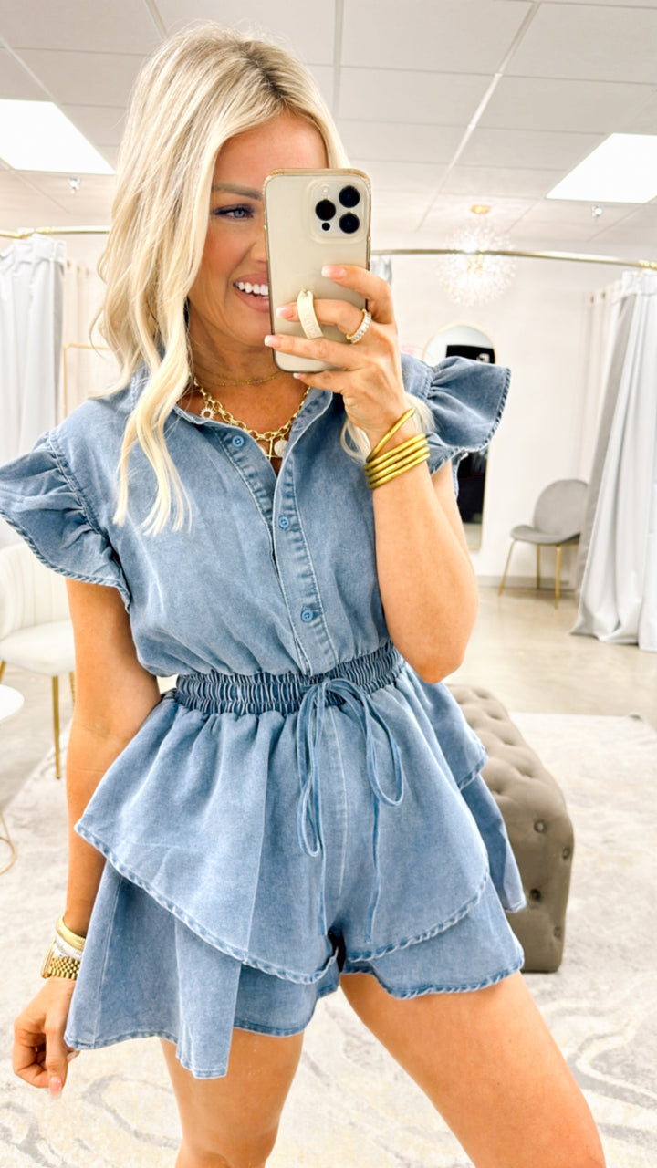 Denim Dreams Smocked Romper