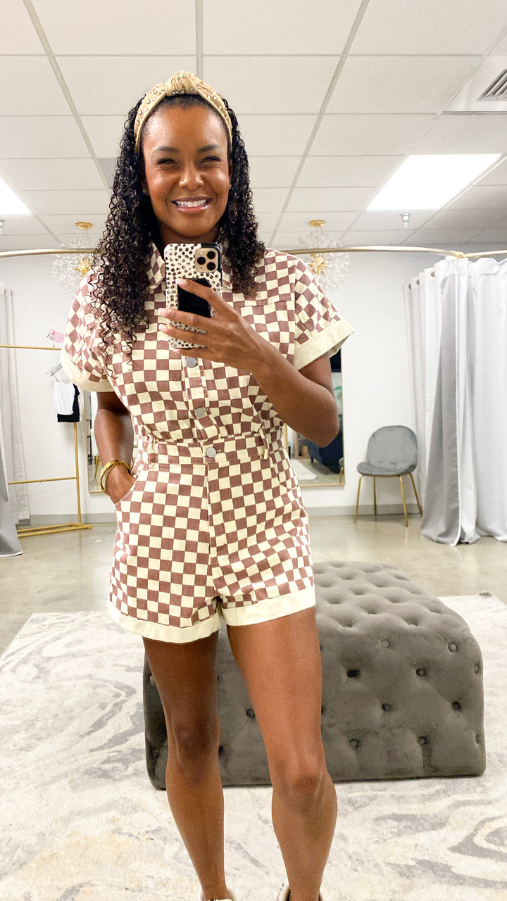 Checkmate Denim Romper