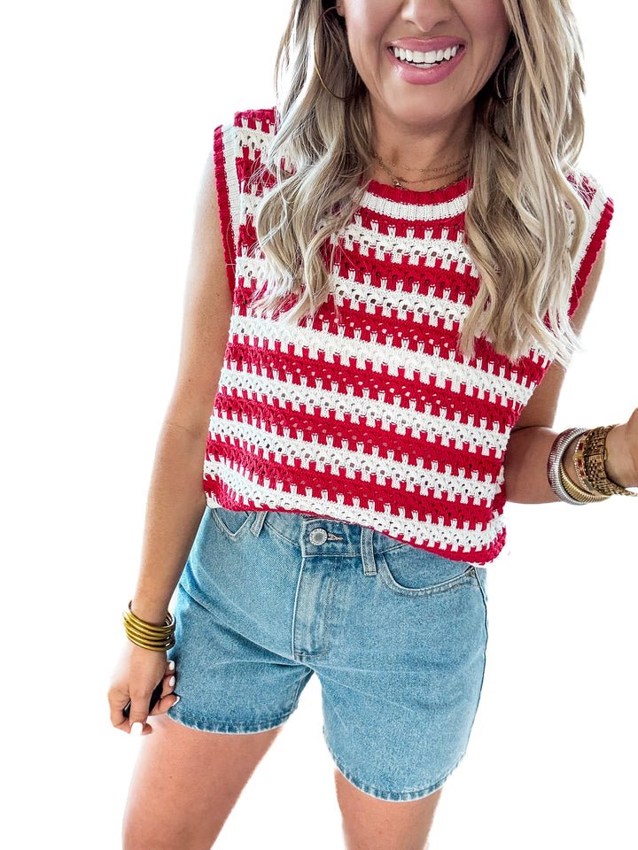 Madison Striped Crochet Tank Top