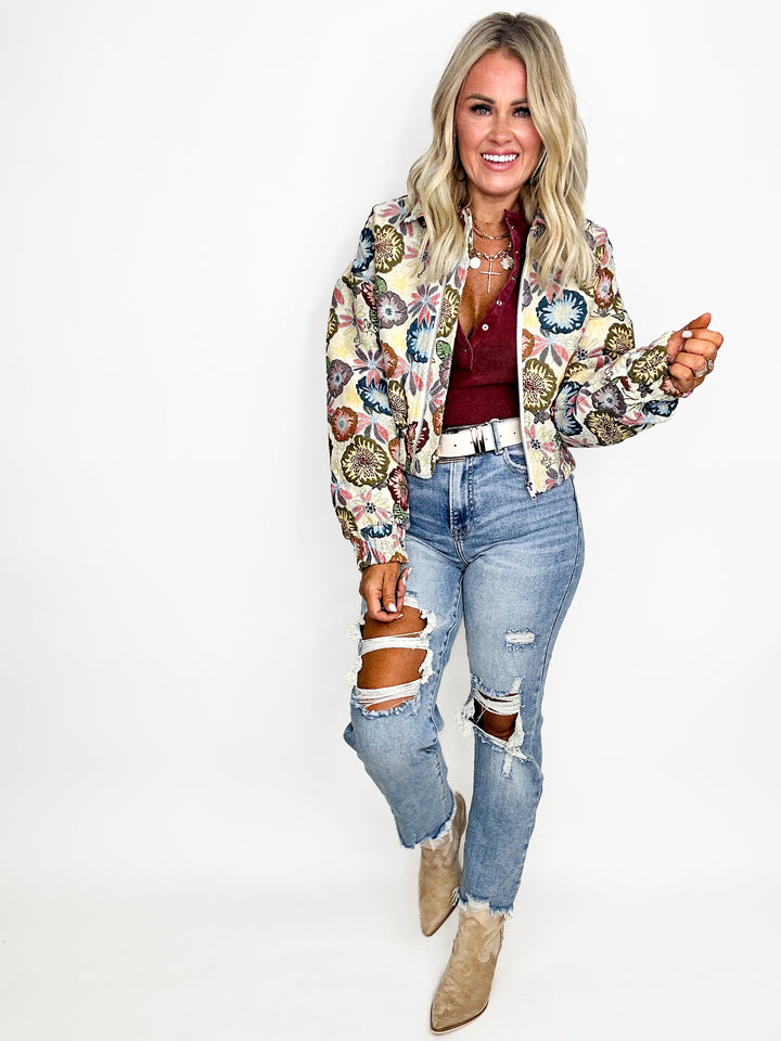 Vintage Vibes Cropped Floral Jacket