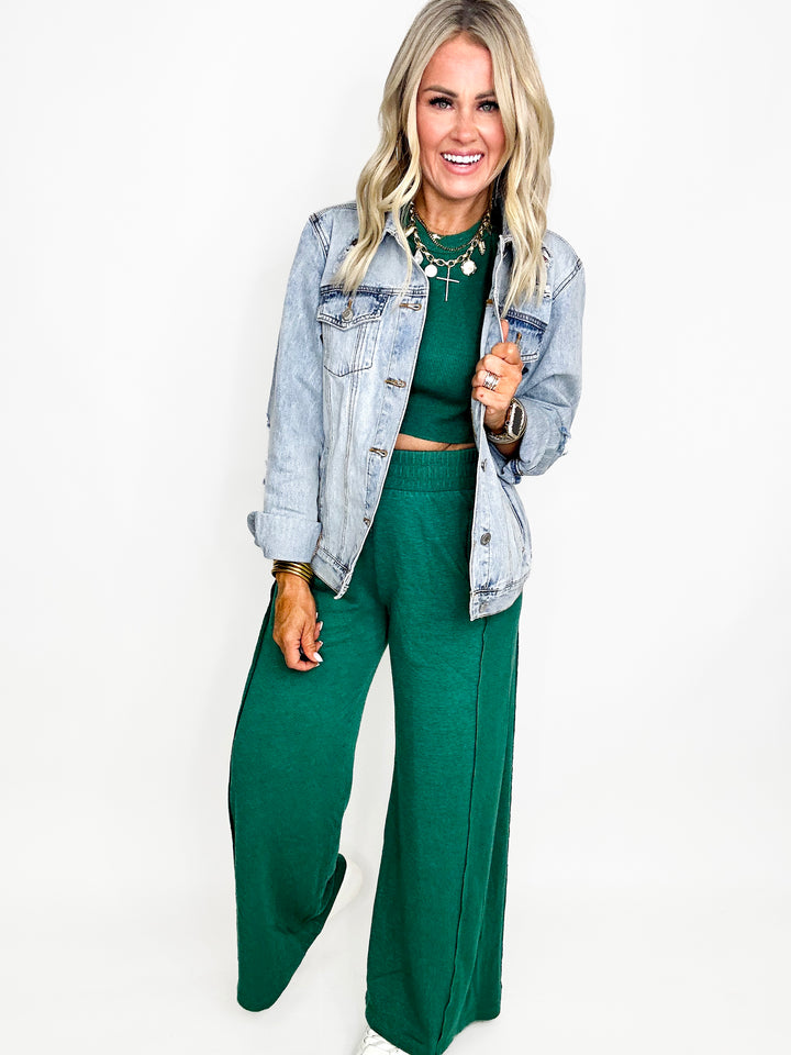 Harlow Halter Neck Crop Top & Pants Set-Kelly Green