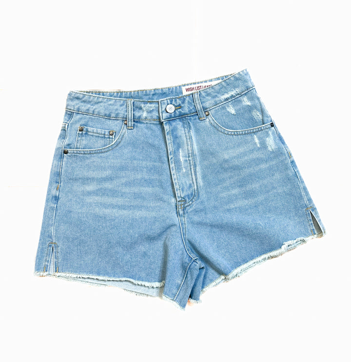 Jenna Distressed Cotton Denim Shorts