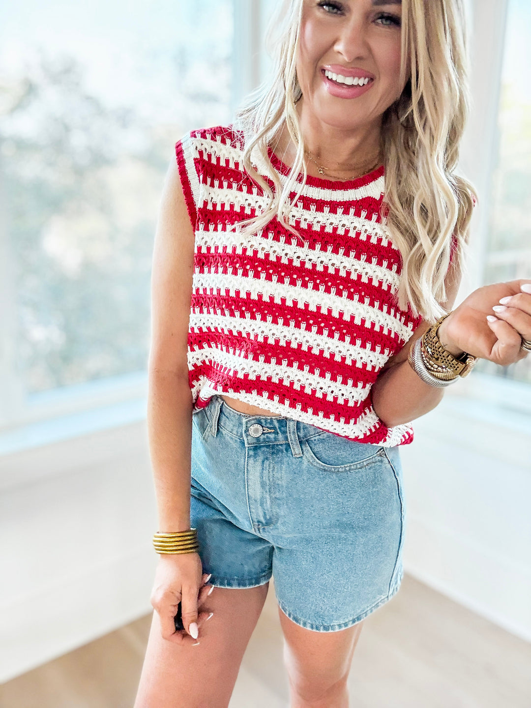 Madison Striped Crochet Tank Top