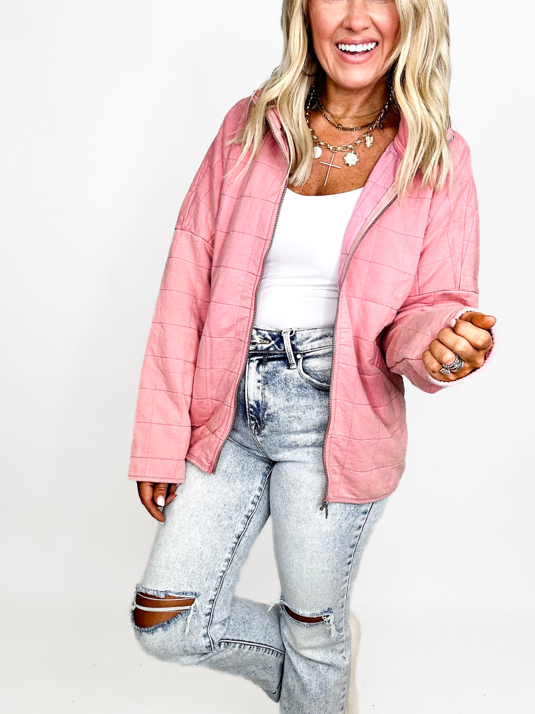 Quilted Dusty Rose Jacket