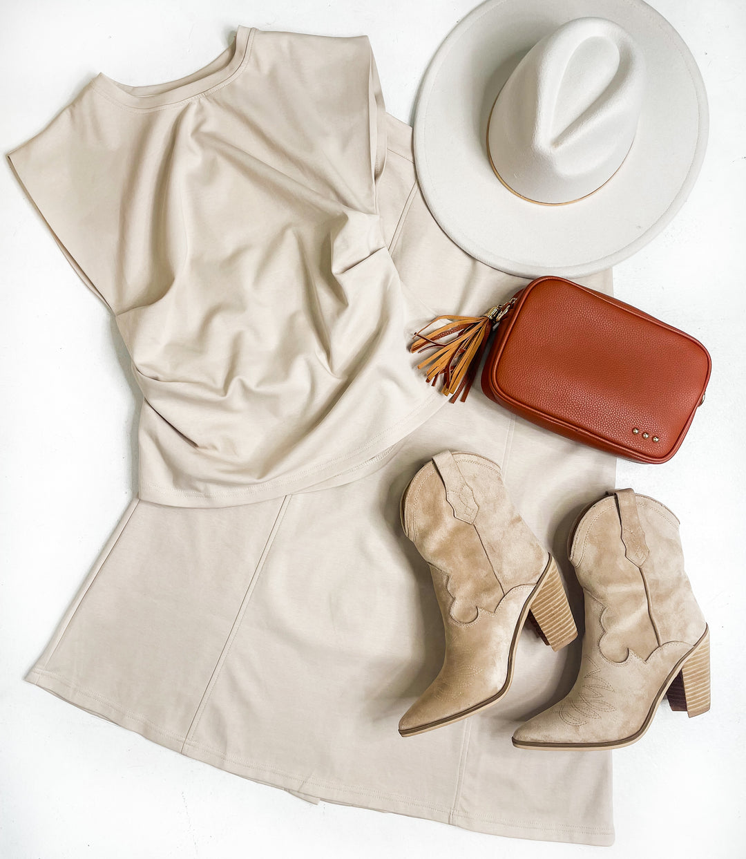 Beige Sophisticated Draped Set