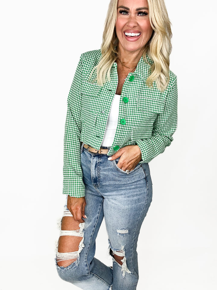 Harper Cropped Houndstooth Jacket