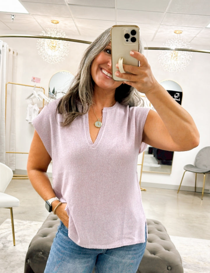 Harper Lightweight Knit Top Lilac