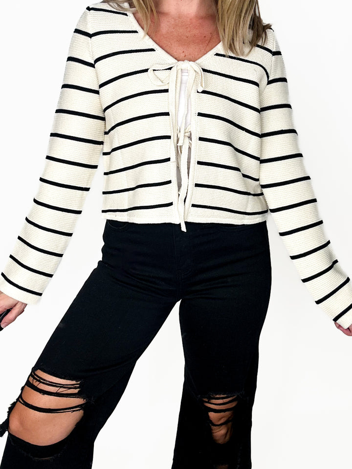 The Striped Bow Cardigan