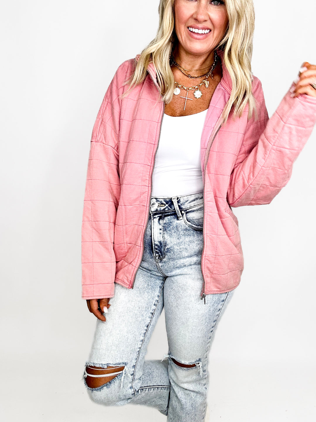 Quilted Dusty Rose Jacket