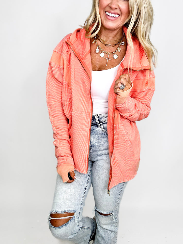 Relaxed Waffle Knit Jacket