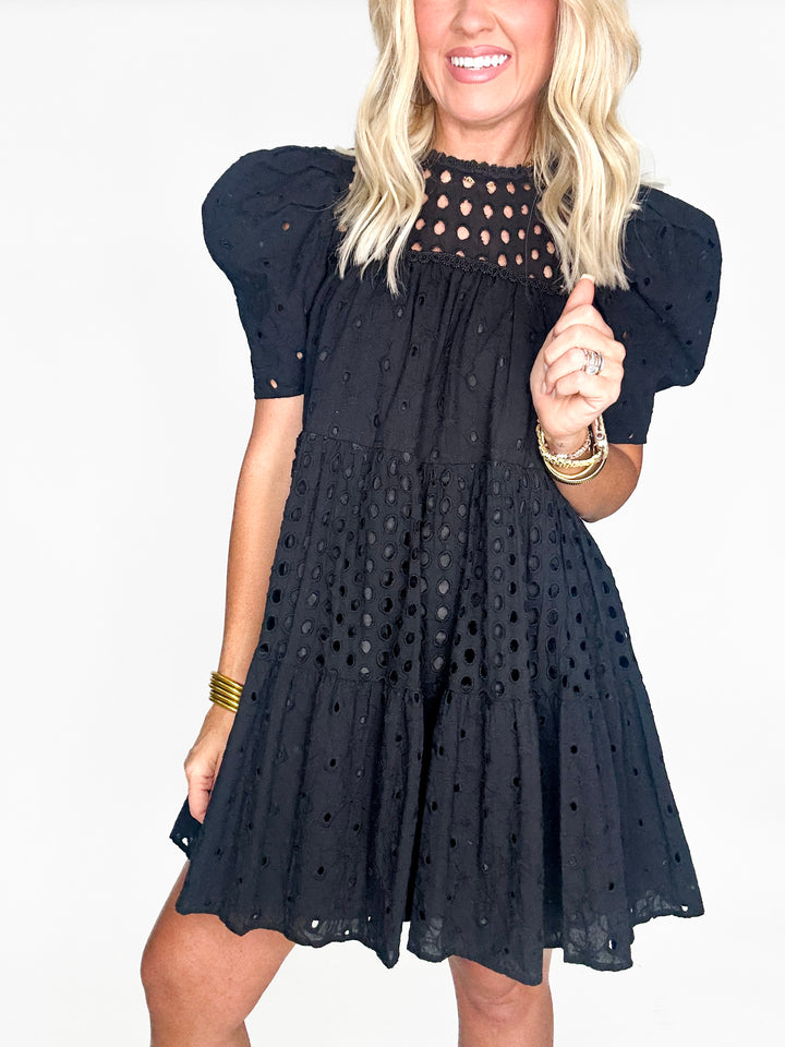 Brynlee Eyelet Puff Sleeve Mini Dress