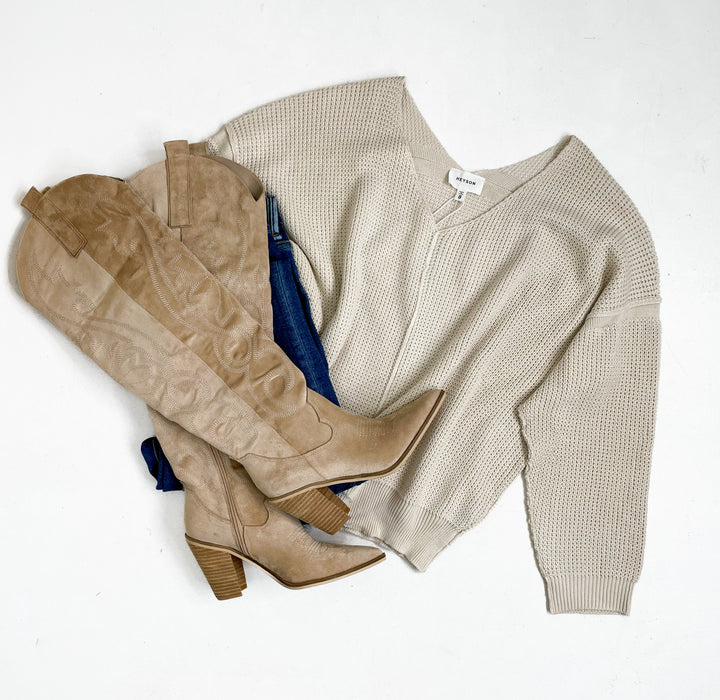 Ella Textured V-Neck Sweater