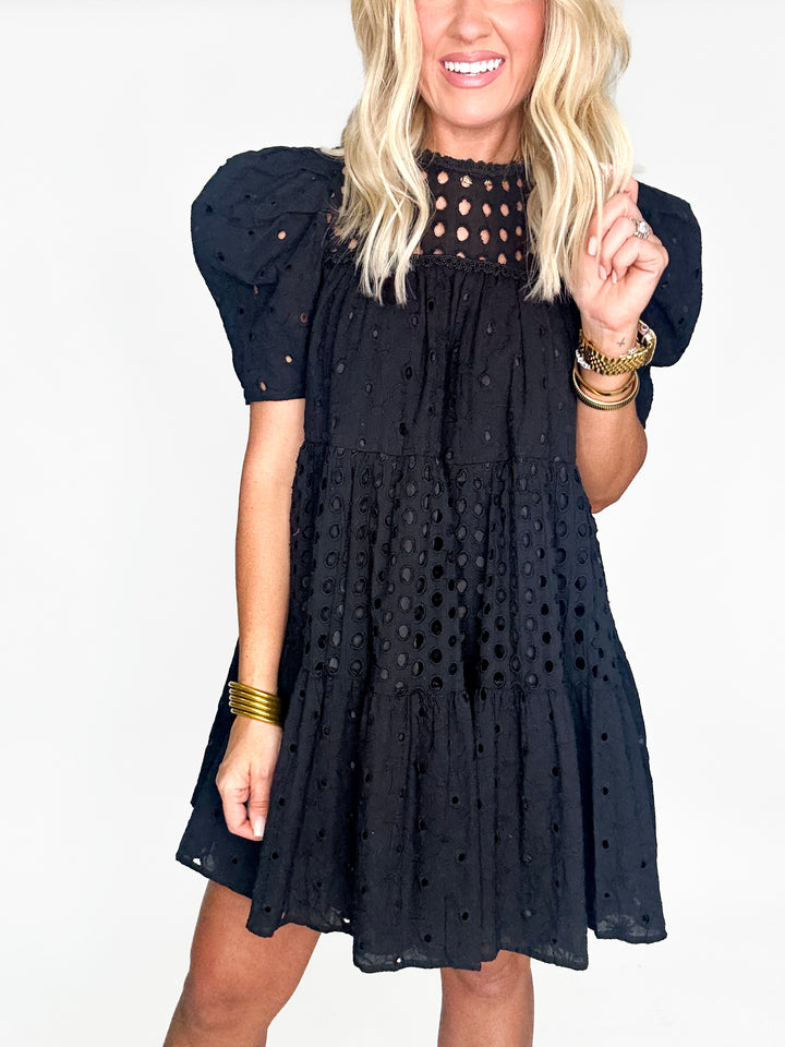 Brynlee Eyelet Puff Sleeve Mini Dress