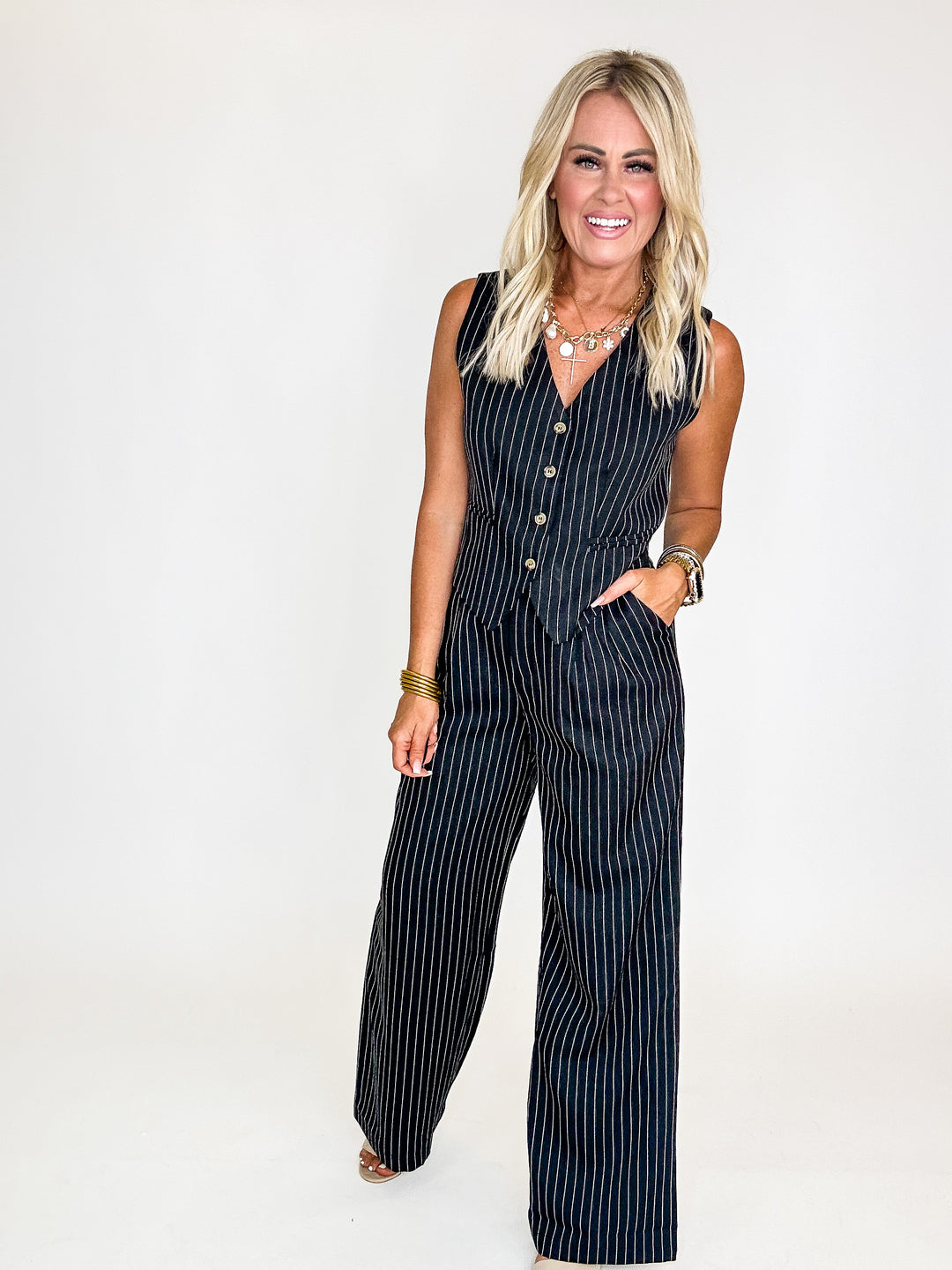 Pinstripe Vest & Pants Set