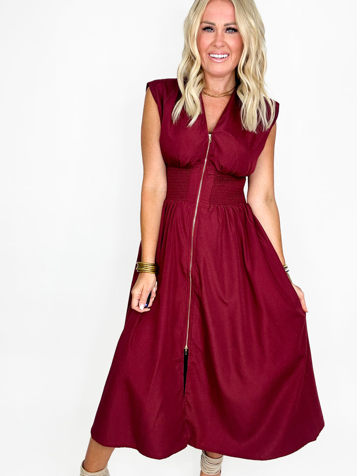 Flawless Fit Midi Dress - Garnet