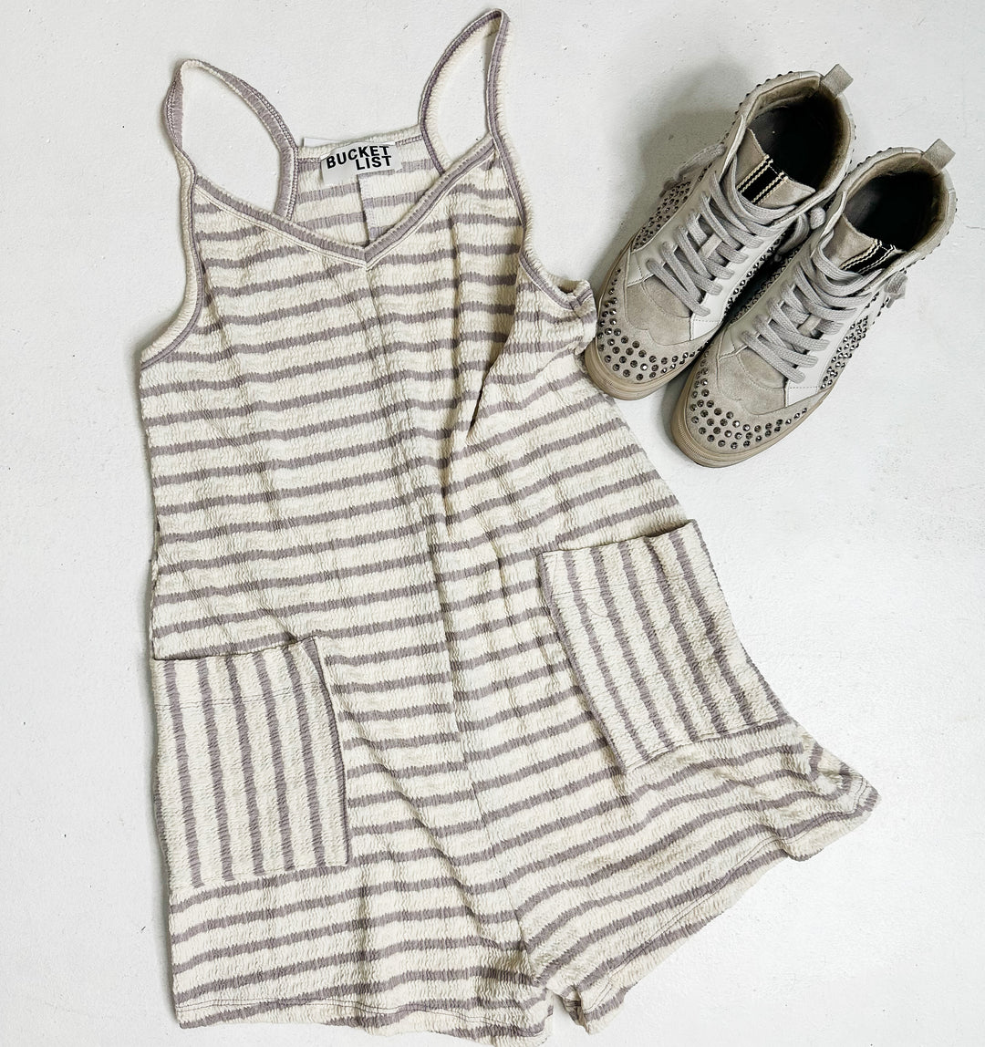 Textured Stripe Jersey Romper