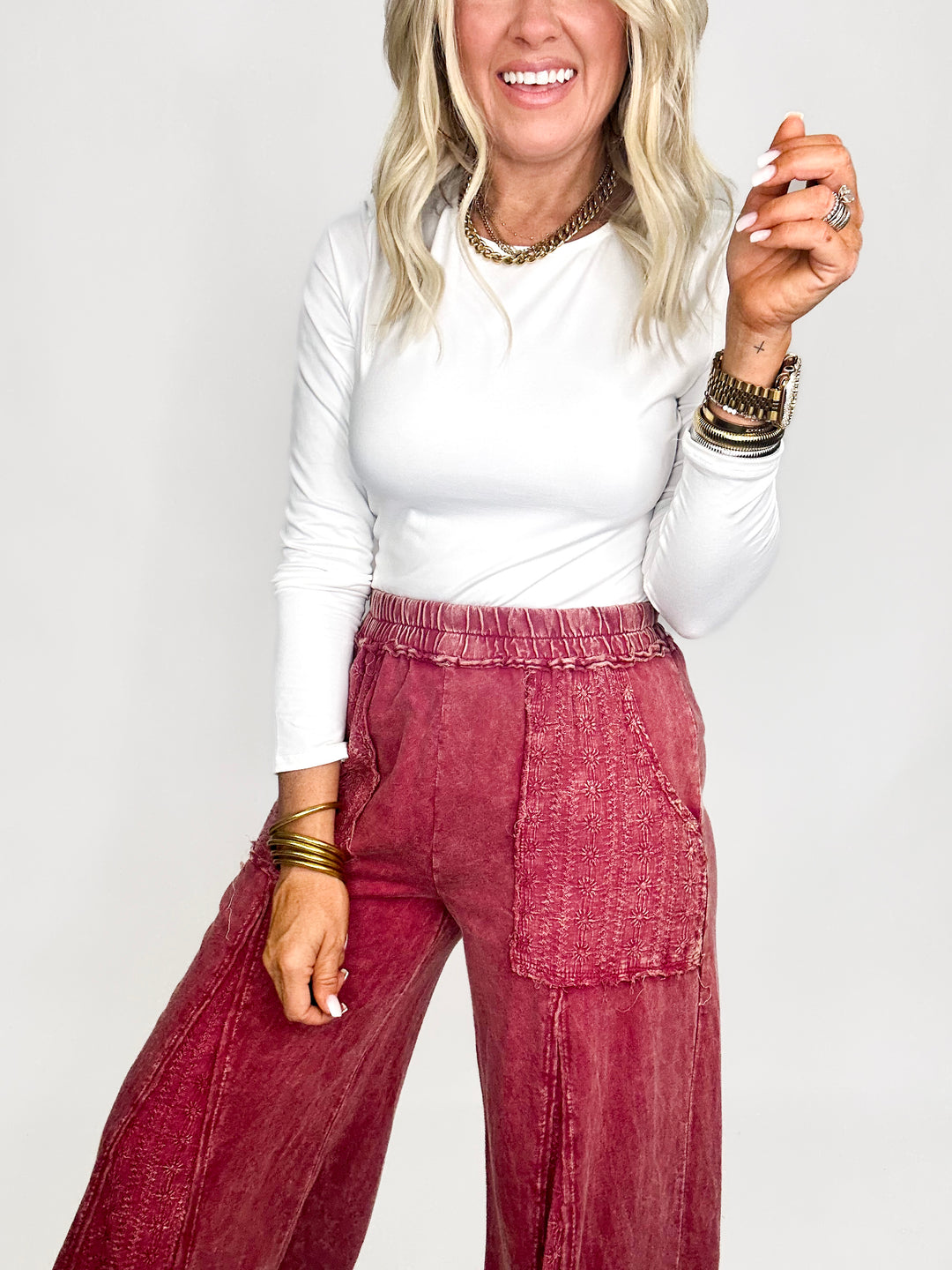 Layla Eyelet Flare Pants