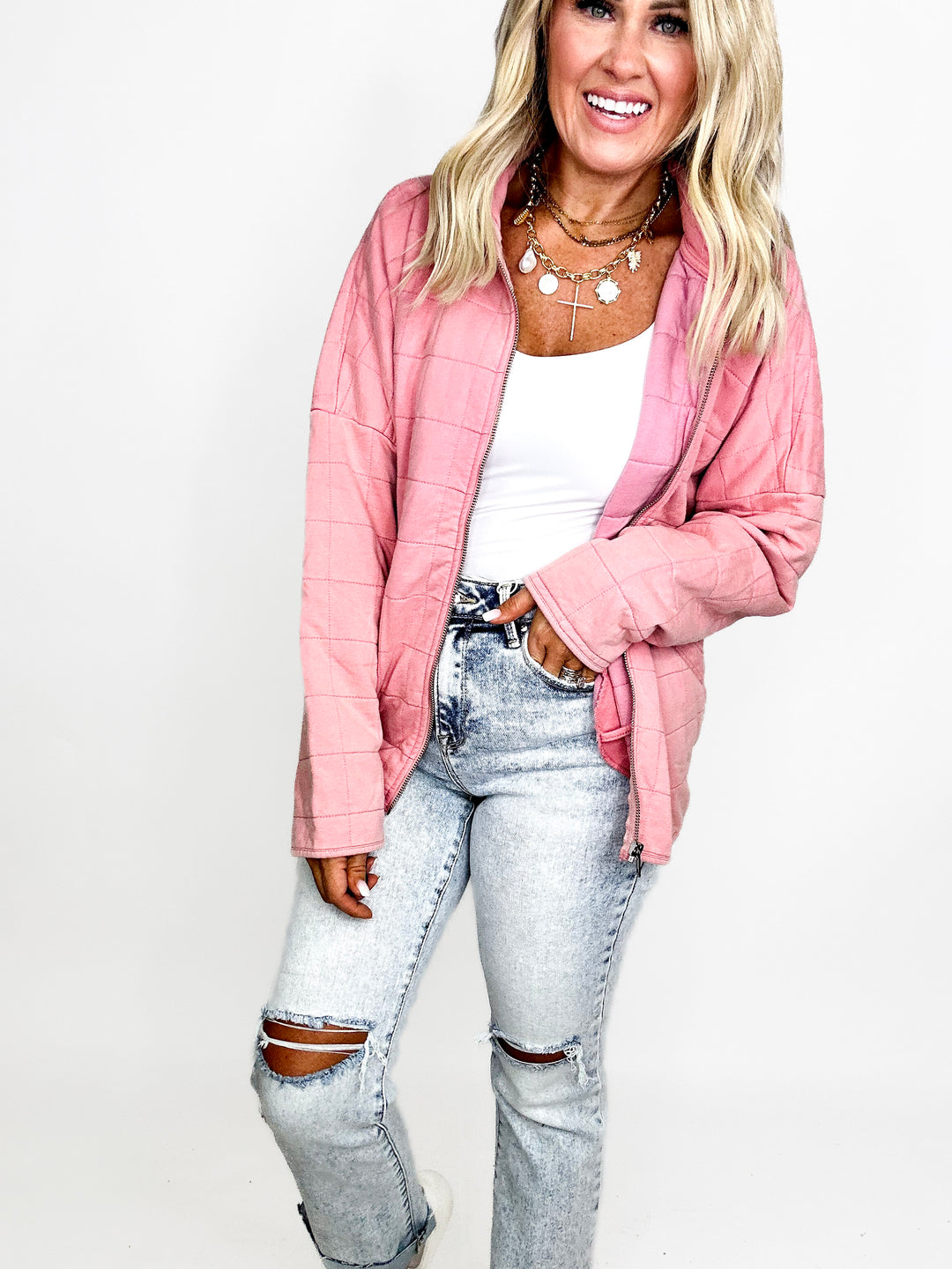 Quilted Dusty Rose Jacket