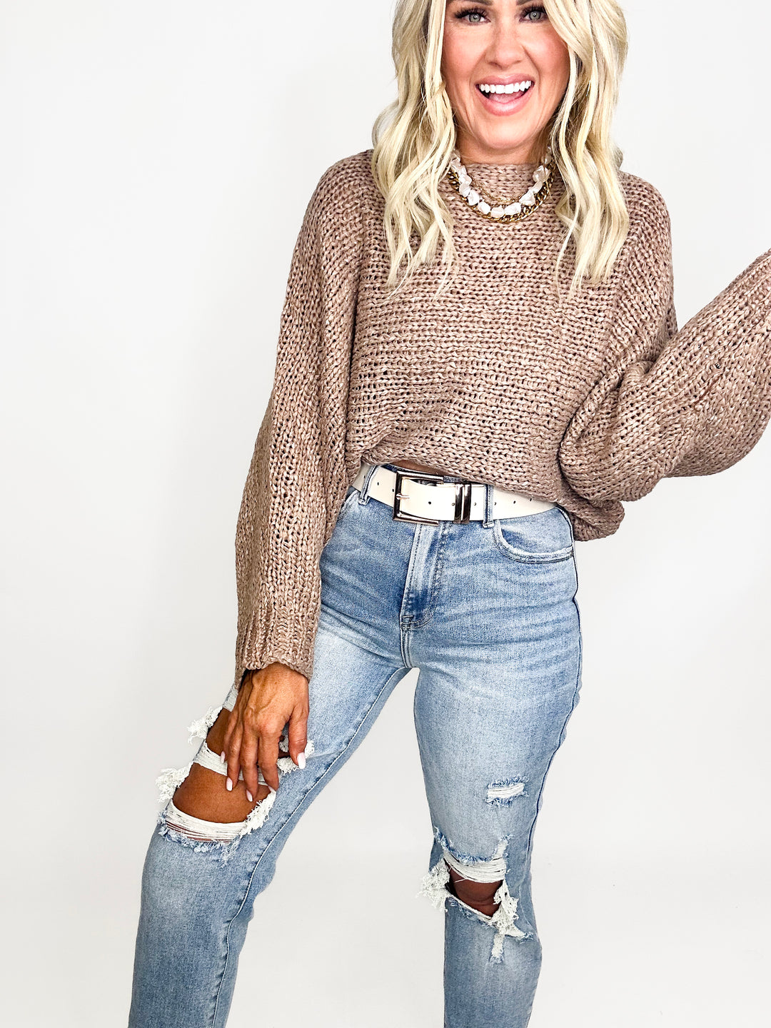 Cozy Knit Mocha Sweater