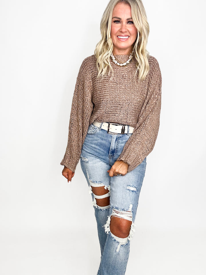 Cozy Knit Mocha Sweater