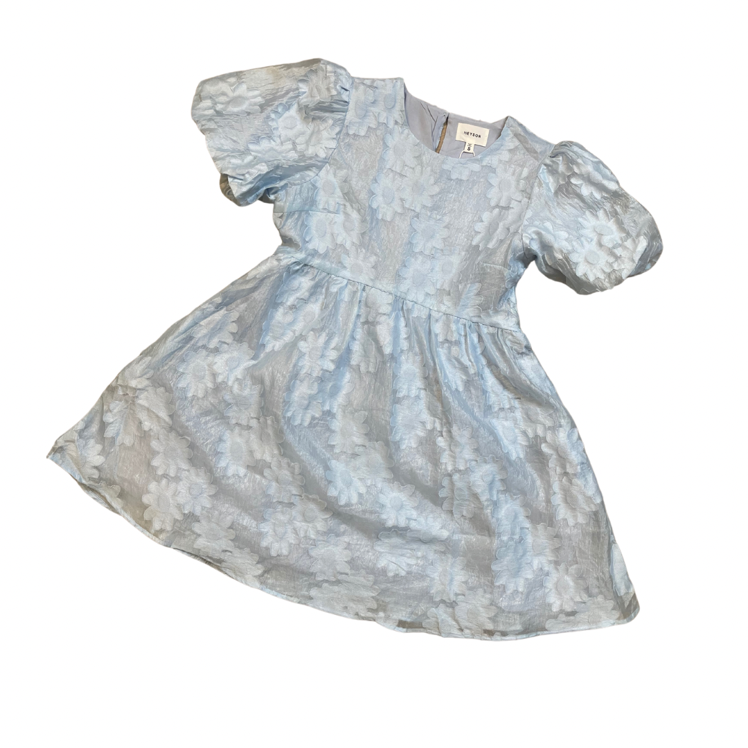 Textured Babydoll Mini Dress- Powder Blue