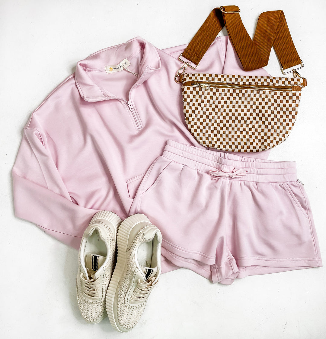 Cozy Cloud Fleece Top & Shorts Set Blush Pink