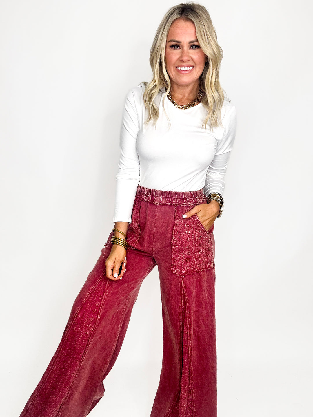 Layla Eyelet Flare Pants