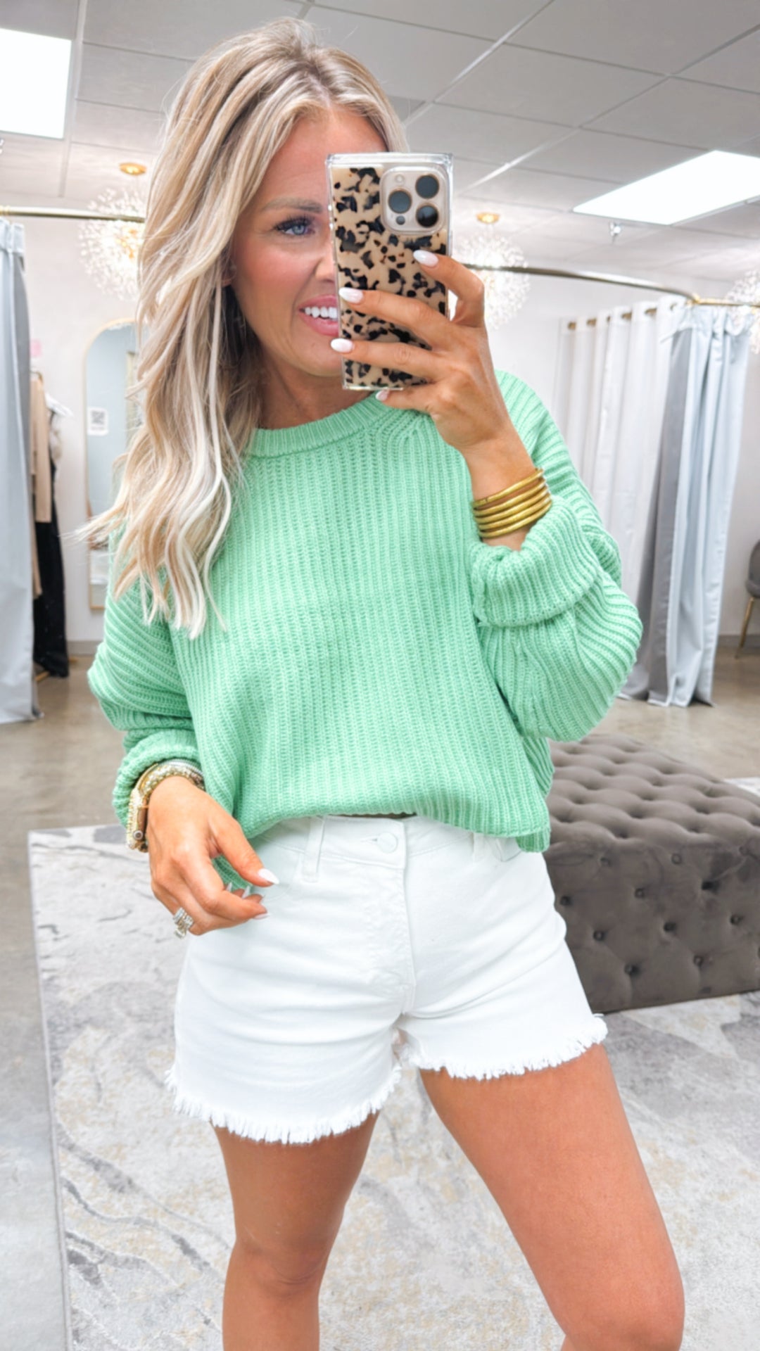 Crew Neck Cropped Knit Sweater