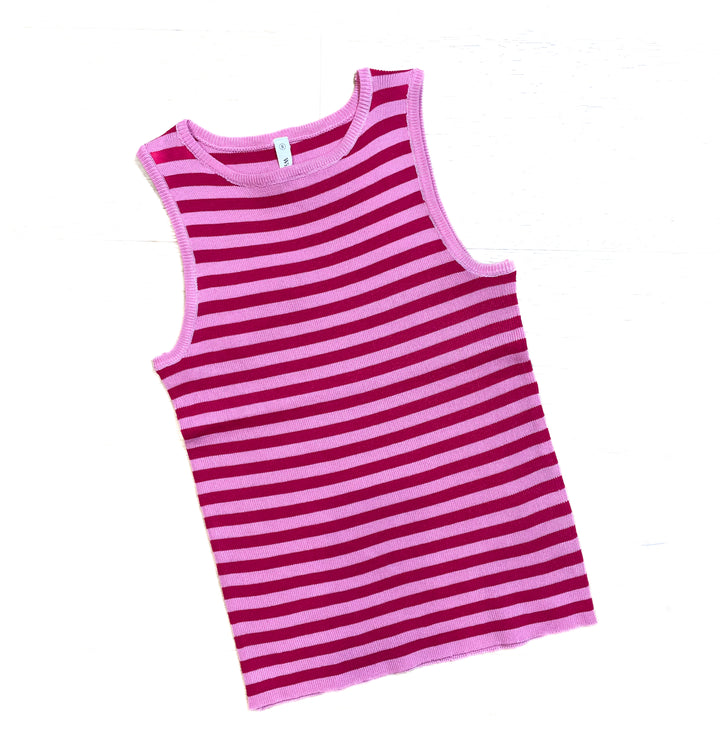 Bubblegum Striped Sweater Tank