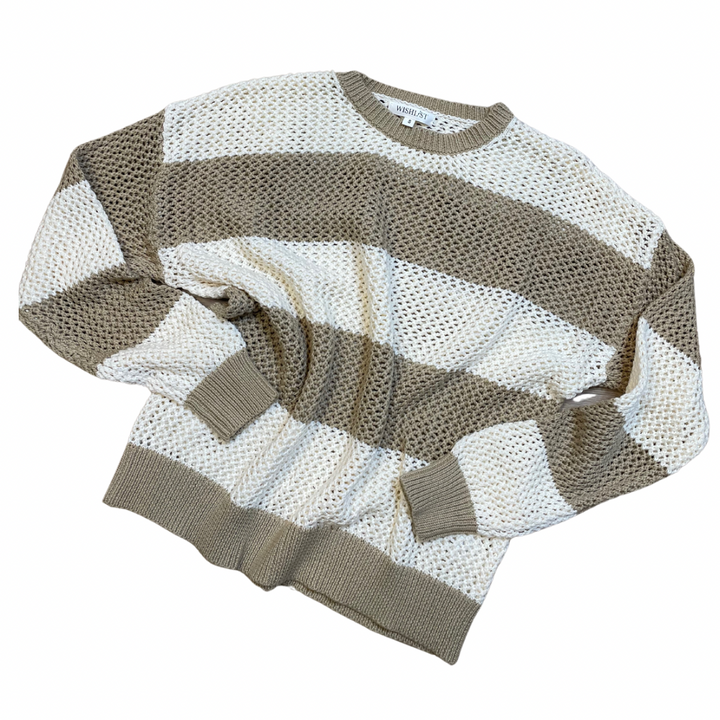 The Crochet Multi-Striped Sweater - Taupe/Cream