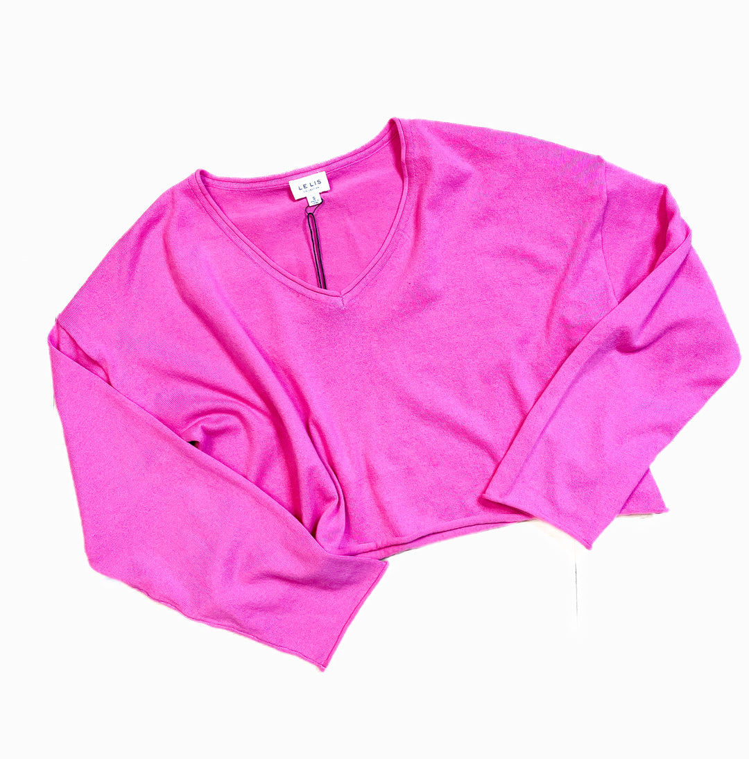 Cropped Cotton Sweater - Pink