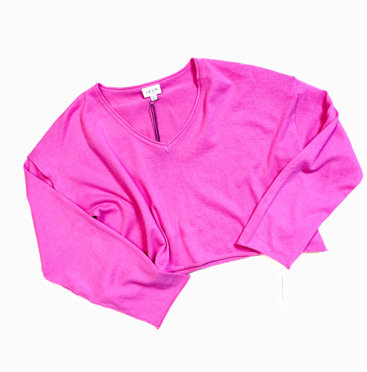 Cropped Cotton Sweater - Pink