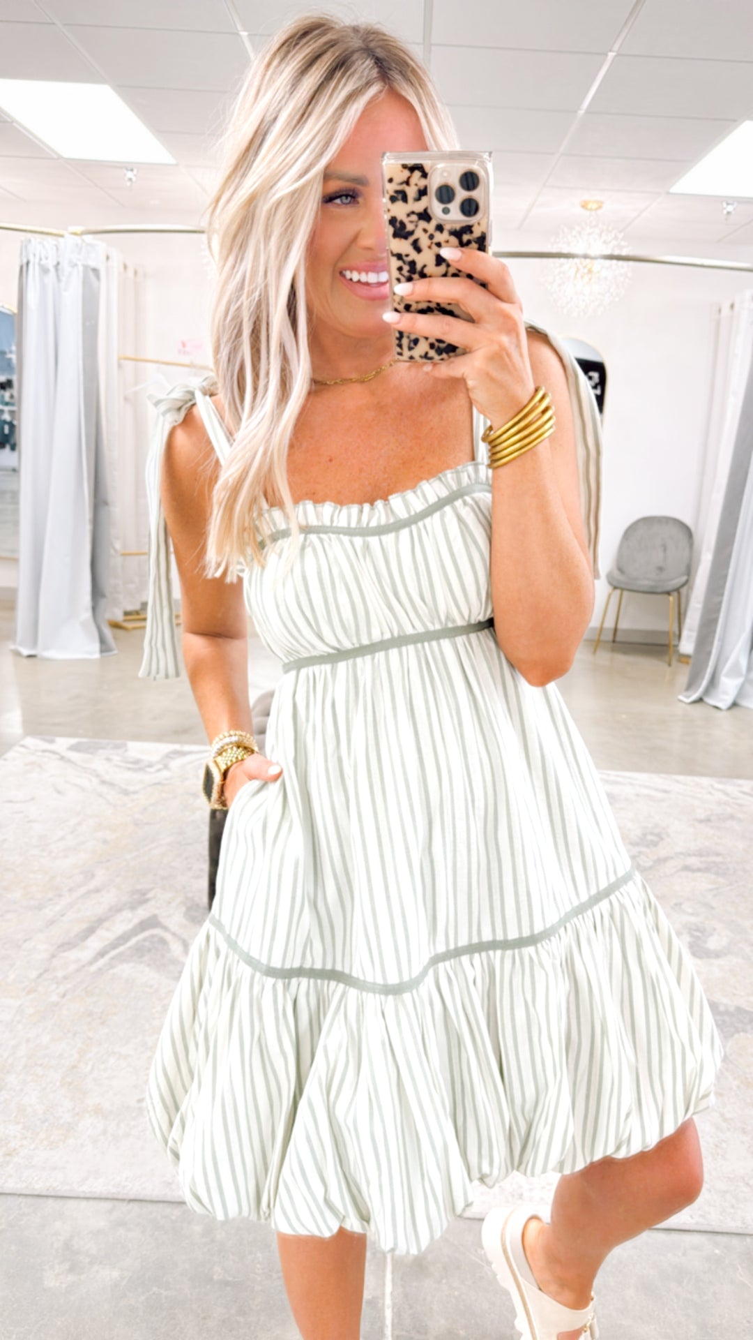 Coastal Stripe Sundress- Eucalyptus