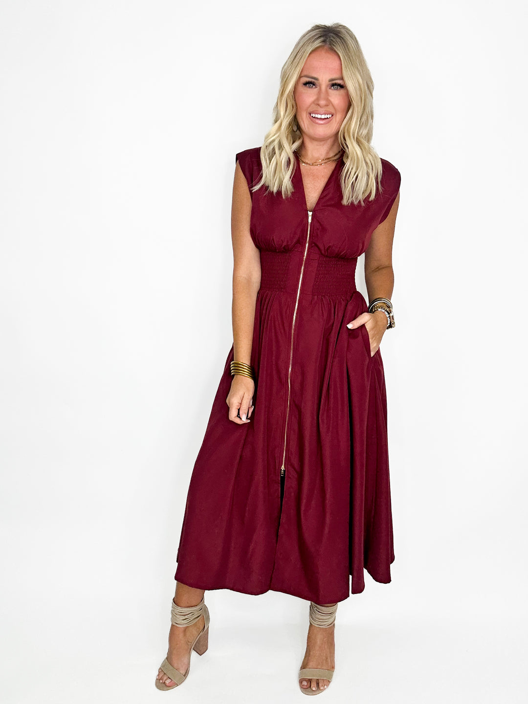 Flawless Fit Midi Dress - Garnet