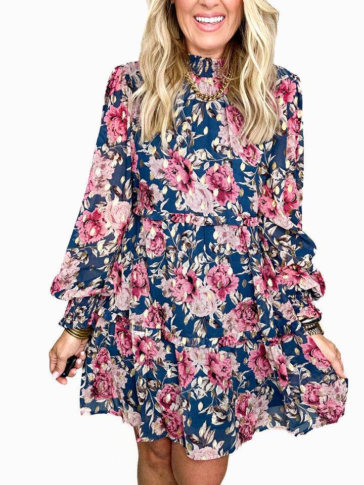 Autumn Bloom Floral Mini Dress