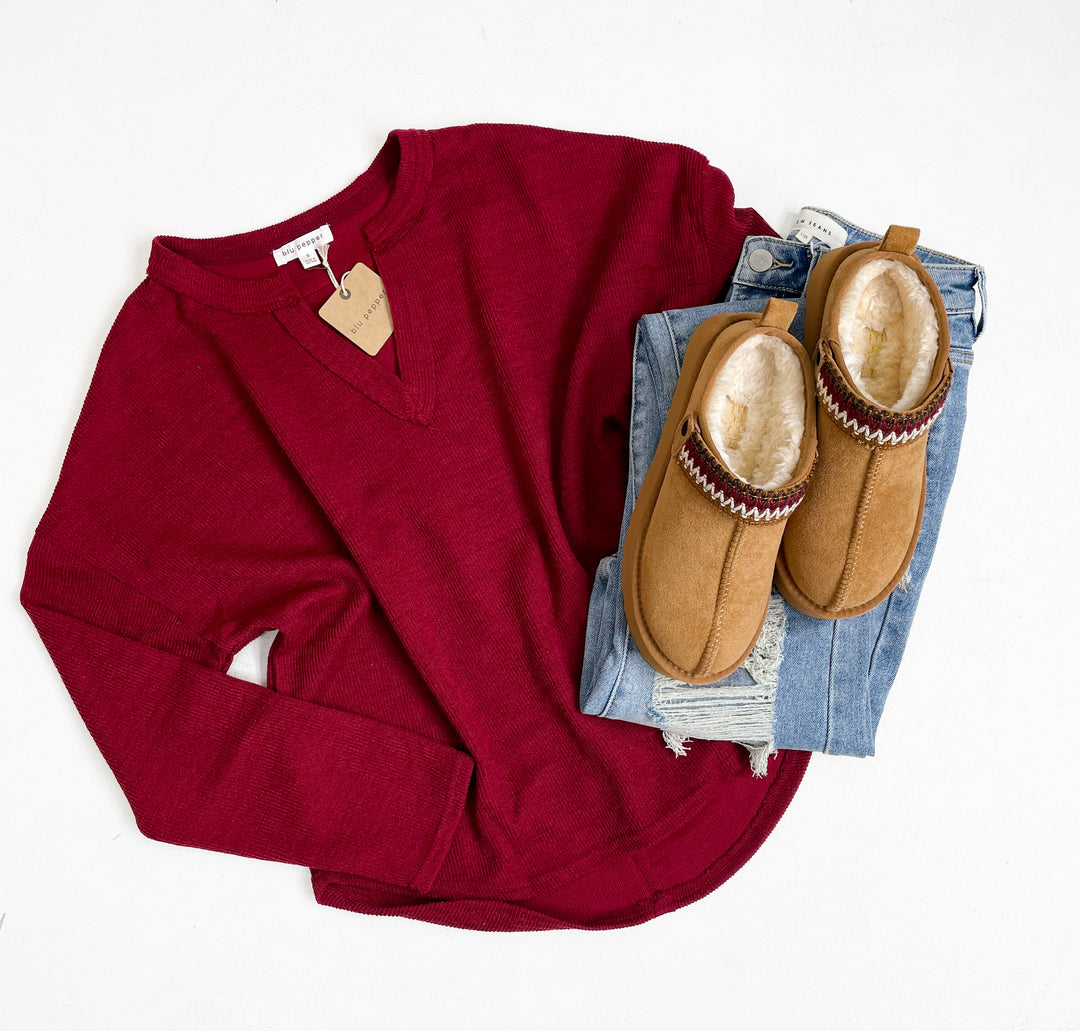 Cranberry Knit Sweater Top