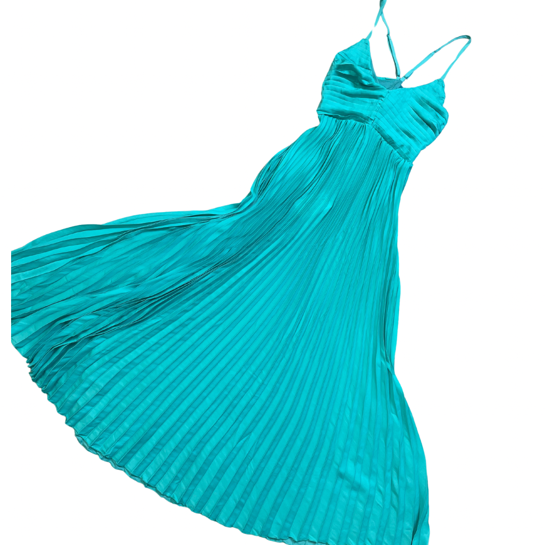 Pleated Dress w/back tie- Mint Green