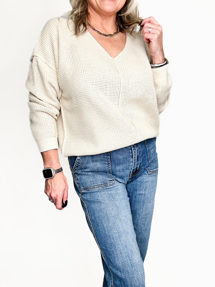 Ella Textured V-Neck Sweater