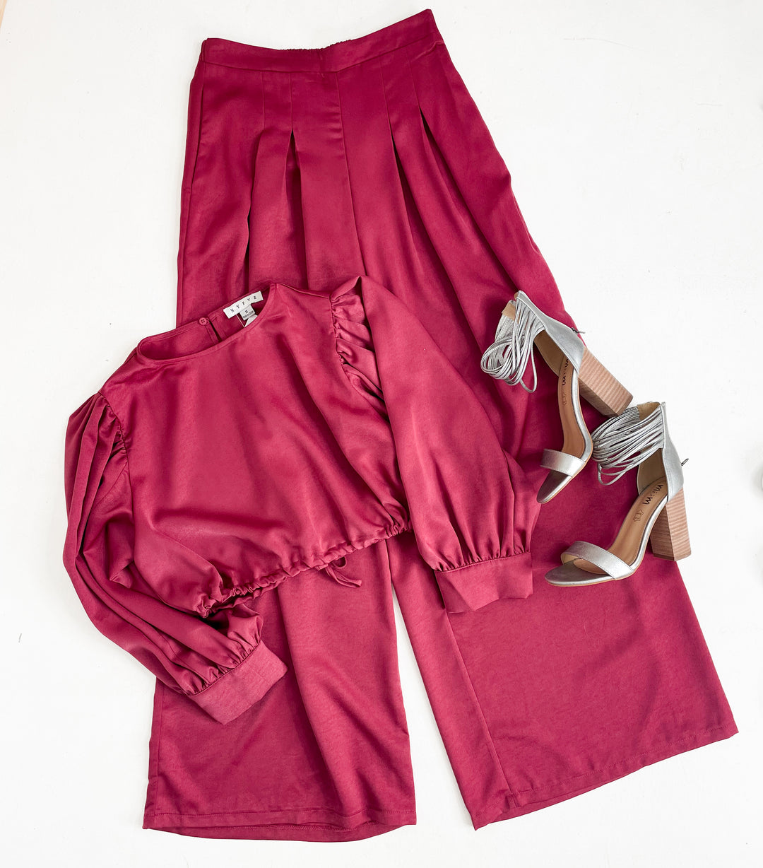 Clara Satin Crop & Pants Set