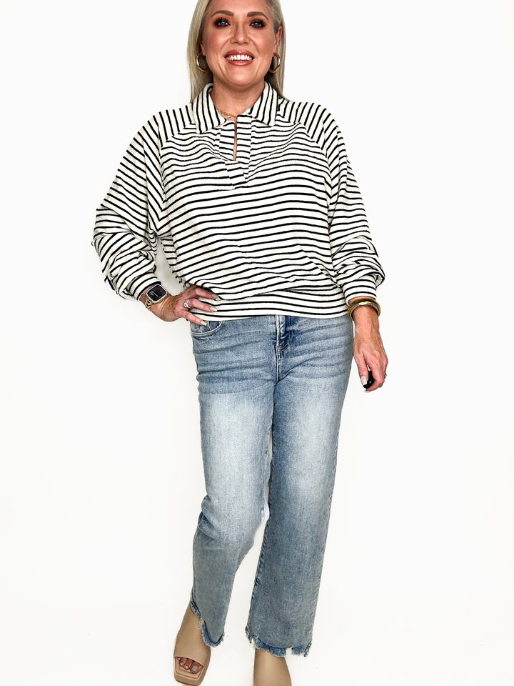 Striped Knit Pullover Top