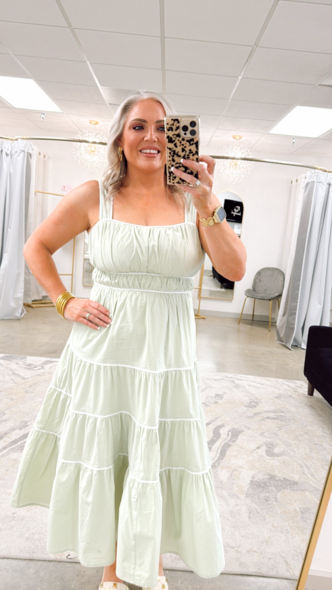 Timeless Tiered Midi Dress-Sage