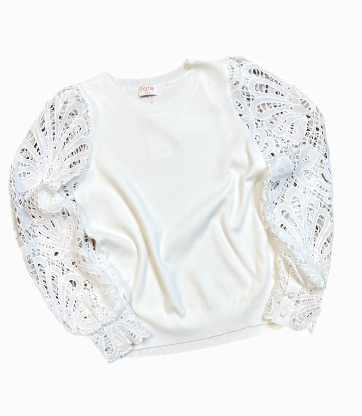 Eden Eyelet Sleeve Sweater