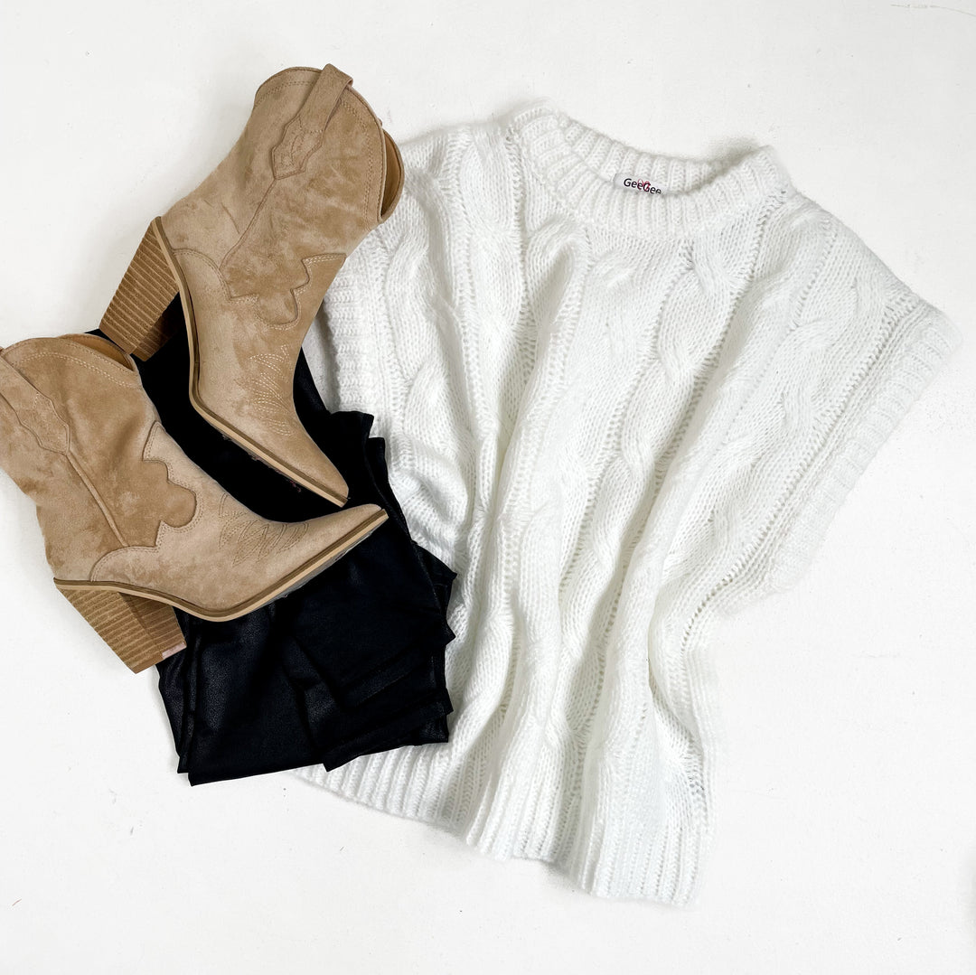 Serena Cable Knit Sweater Vest White