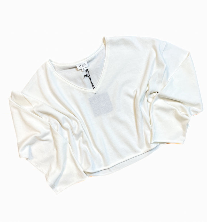 Cropped Cotton Sweater - White