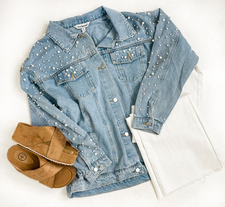 Pearl and Rhinestone Denim Jacket