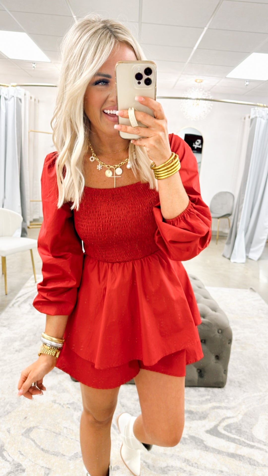 Peyton Poplin Long Sleeve Romper