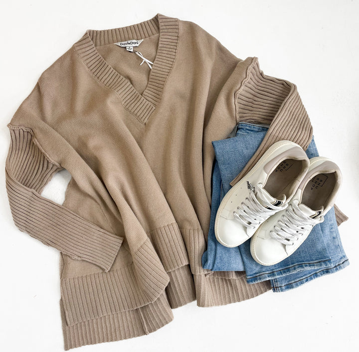 Lyla Side Slit V-Neck Sweater