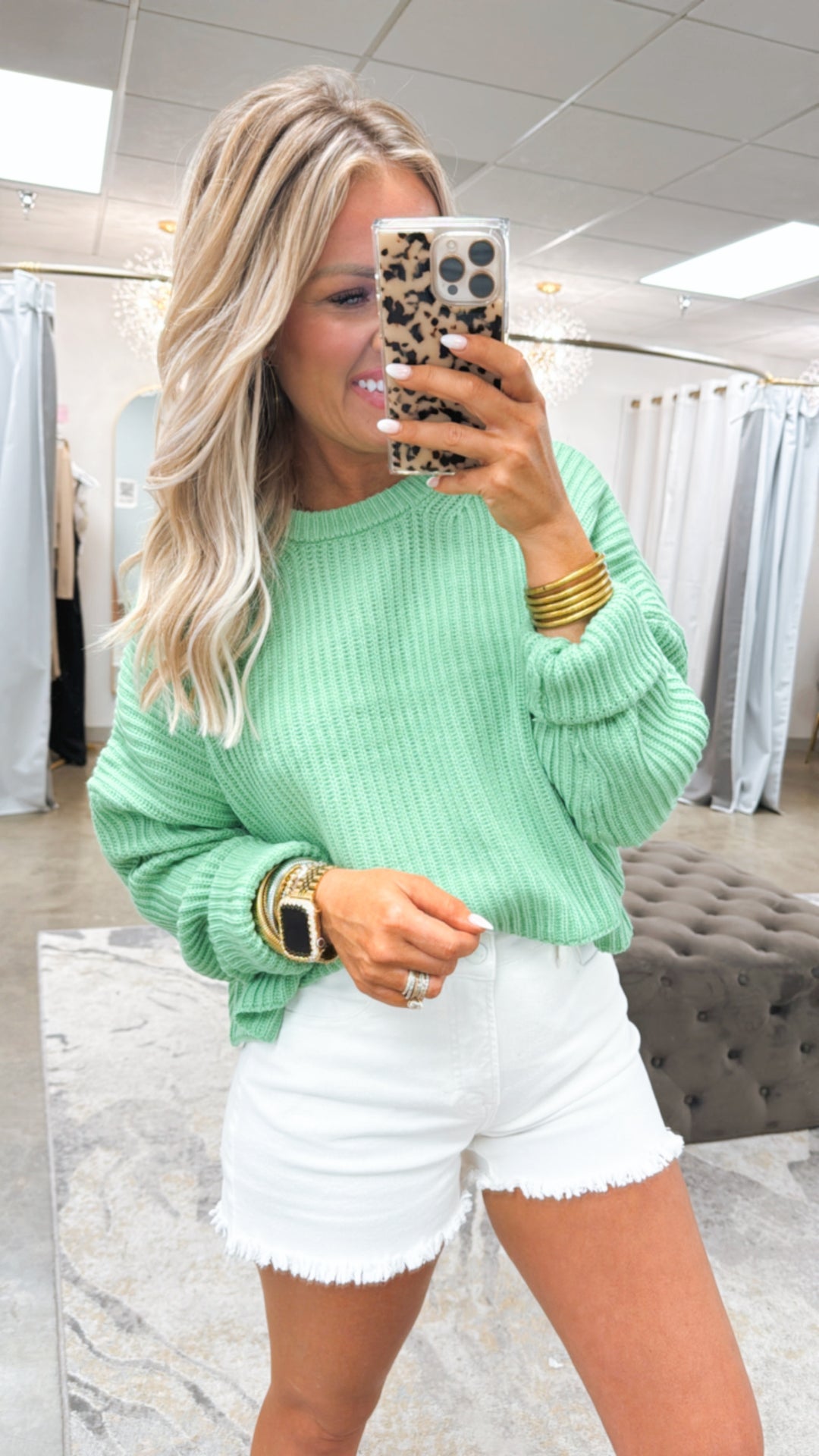 Crew Neck Cropped Knit Sweater