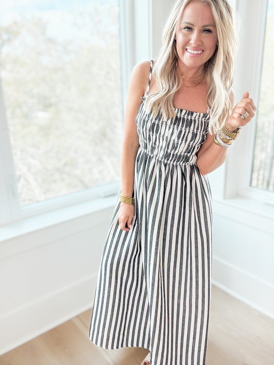 Sawyer Smocked Striped Maxi Dress